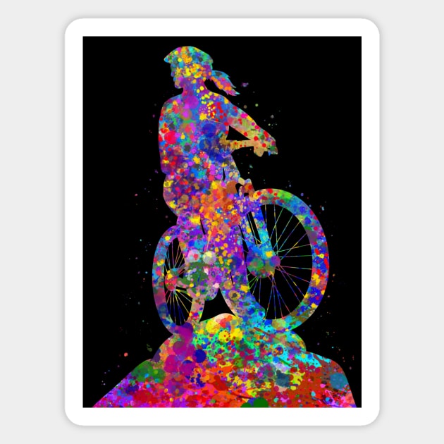 Downhill mountain bike girl Magnet by Yahya Art